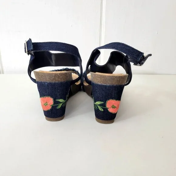 VeganBio Embroidered Cork Wedge Sandals - Picture 7 of 9